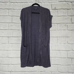 Barefoot Dreams Cozychic Ultra Lite Short Sleeve Long Cardigan Gray Sz Medium